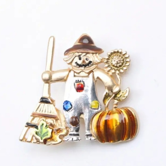 🌺Scarecrow Fall Thanksgiving Brooch Lapel Pin Fall Accessories Thanksgiving - Picture 1 of 5